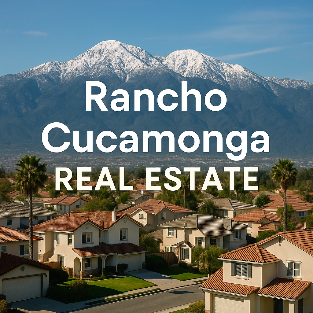 Suburban Rancho Cucamonga homes with mountain backdrop - Rancho Cucamonga real estate market 2025